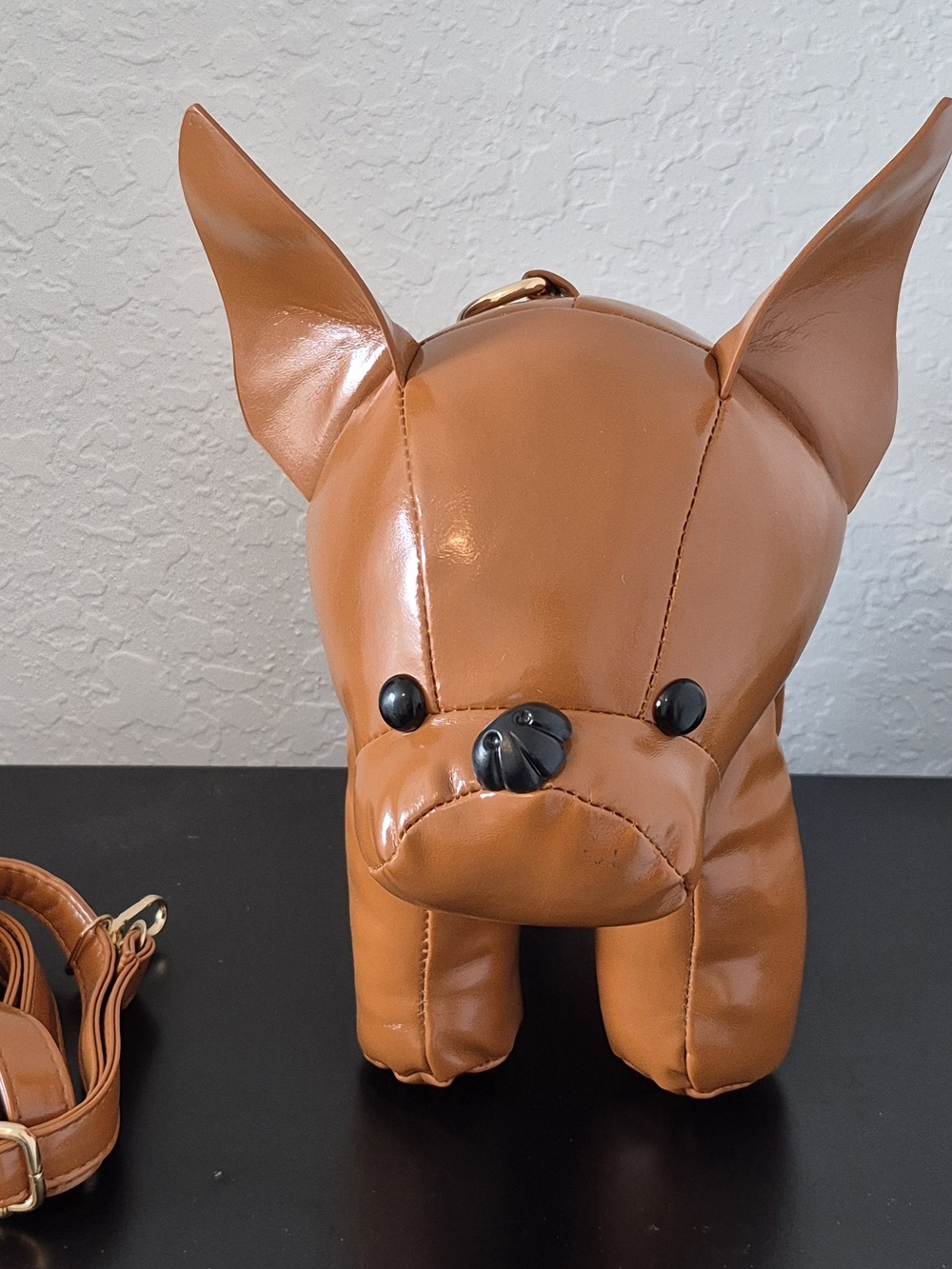 Brown French Bulldog Crossbody Bag – Novelty Dog Purse, Studded Collar